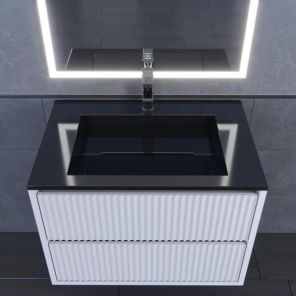 Раковина для ванной Uperwood Next Premium 70 см, прямоугольная, черный глянец