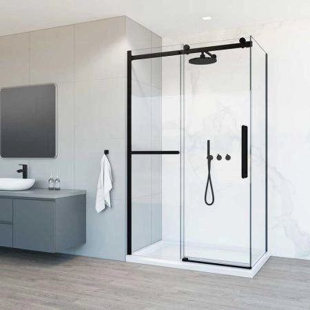 Душевой уголок Vincea Como Soft VSR-1CS1011CLB, 1100*1000, черный, стекло прозрачное