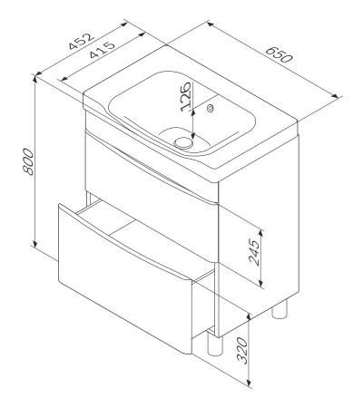 Тумба под раковину Am.Pm Like M80FSX0652WG 65 см напольная,цвет белый глянец