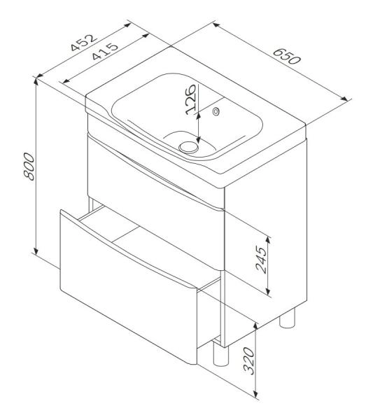 Тумба под раковину Am.Pm Like M80FSX0652WG 65 см напольная,цвет белый глянец