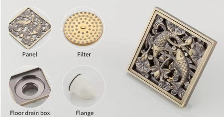 Душевой трап Gappo G81002-4 бронза 100x100мм