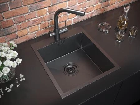 Кухонная мойка Paulmark NECKAR PM804551-GM вороненая сталь 450х510мм нерж. Сталь