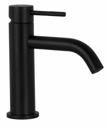 Carlo Frattini Spillo Up смеситель для раковины, донный клапан click-clack с переливом, цвет  черный матовый