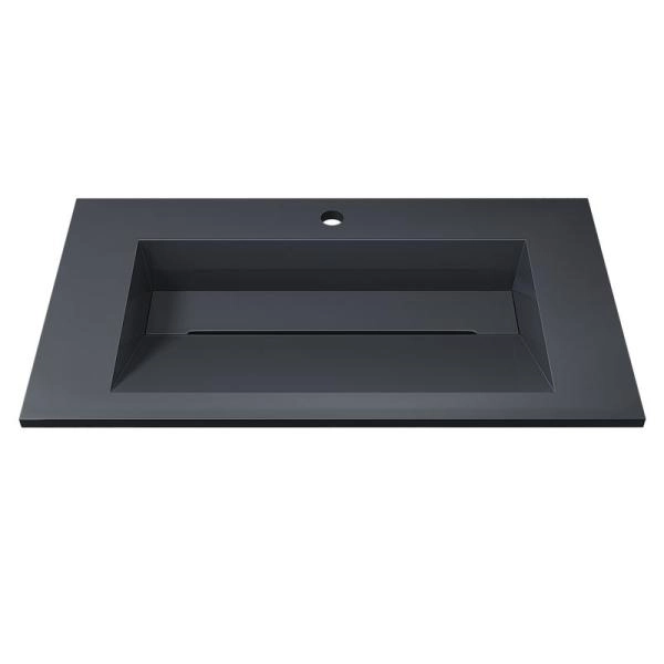 Раковина для ванной полувстраиваемая Uperwood Next Premium 80 см, прямоугольная, серый глянец