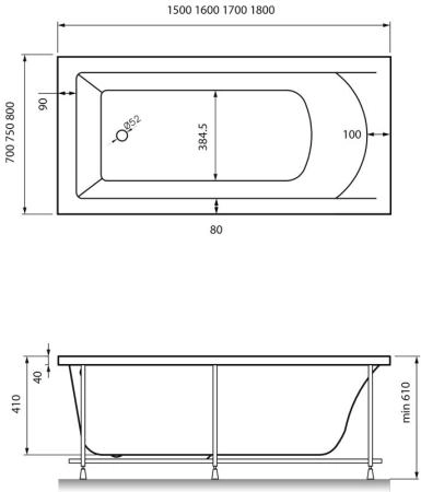 Акриловая ванна Vayer Savero 160х70