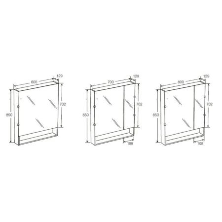 Roca The Gap Original Зеркальный шкаф 70x12.9x85см, с LED-светильником, блоком с розеткой, цвет: белый матовый