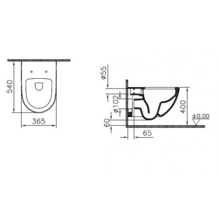 Vitra Sento 7748B003-0075 унитаз подвесной безободковый без сиденья