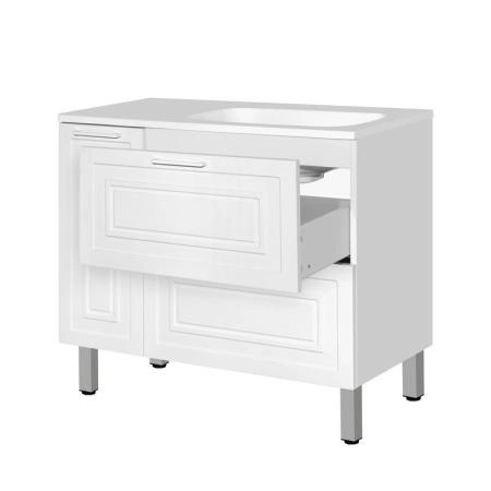 Тумба Style Line Elfante Альба (2 ящ./корзина) Барселона 90 Правая, Люкс, белый, PLUS универсальная