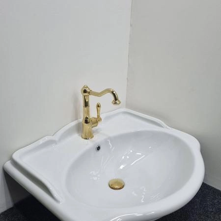 Gattoni Orta New Смеситель для раковины, на 1 отв., с высоким изливом, с донным клапаном, цвет: золото 24кт