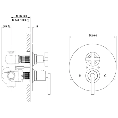 Nicolazzi Termostatico Встраиваемого смеситель, 3/4” с запорным вентилем, цвет: хром