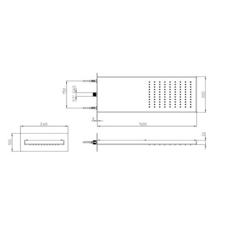 Верхний душ  Bossini Manhattan I00575.073 1 режим, цвет черный матовый