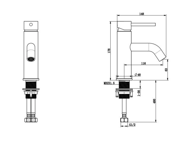Смеситель  на раковину Bronze de Luxe Scandi (1451B) черный