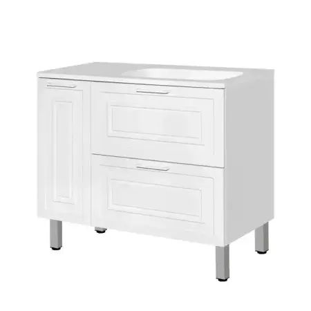 Тумба Style Line Elfante Альба (2 ящ./корзина) Барселона 90 Правая, Люкс, белый, PLUS универсальная