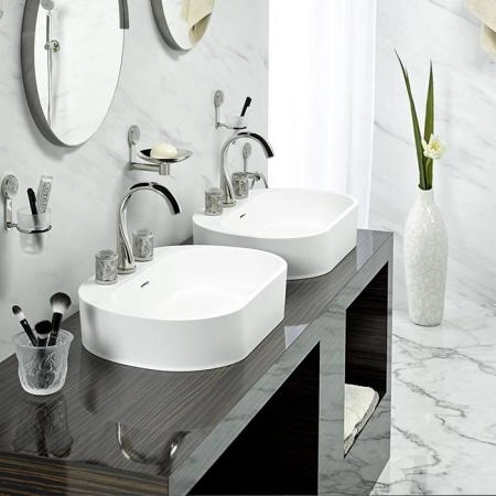 THG Hirondelles Platinum Stamped Смеситель для раковины, 3 отв., цвет: Polished nickel