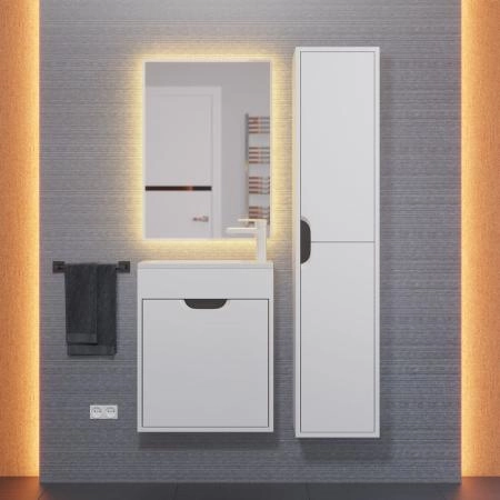 Тумба под раковину для ванной Uperwood Modul 50 см, подвесная, матовая, белая/графит
