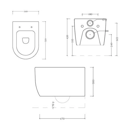 Artceram A16 Унитаз подвесной 36x52см, безободковый, saniglaze, the.reel, цвет: brown tortora