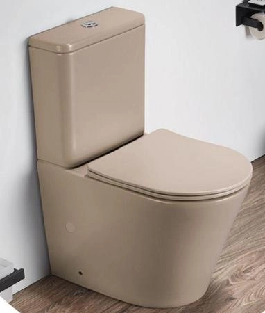 Унитаз Ceramalux 2179XMC напольный безбодковый с бачком ( GEBERIT ) сиденье микролифт капучино матовый, 618x380x825