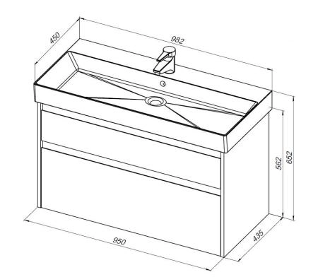 Тумба под раковину Aquanet Nova Lite 100 (SLIM SYNERGY) дуб рустикальный, 2 ящика