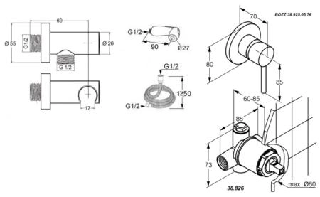 Гигиенический душ Kludi Bozz 389990576 со смесителем (4 в 1)