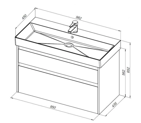 Тумба под раковину Aquanet Nova Lite 100 (SLIM SYNERGY) дуб рустикальный, 2 ящика