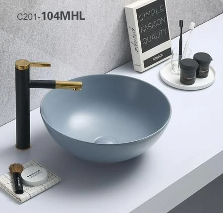 Раковина Ceramalux NC 41x41 голубой, 104MHL-4 круглая