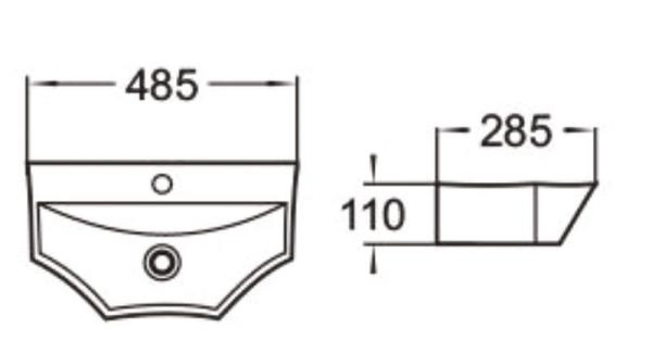 Раковина SantiLine SL-2004 48,5x28,5 подвесная керамическая Белый