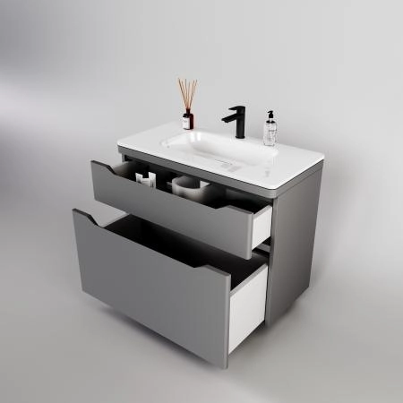 Тумба напольная Style Line Марелла 90 (2 ящ.) Люкс антискрейтч серый, PLUS