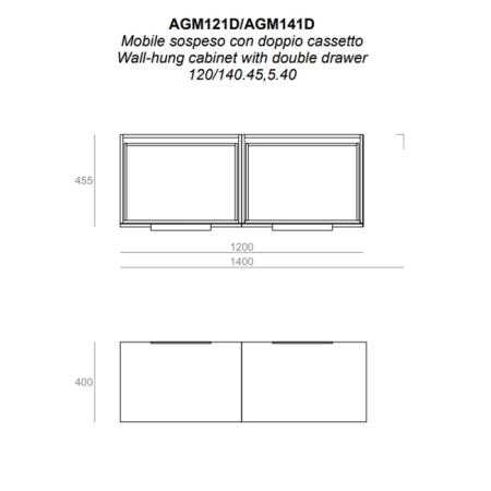 SIMAS AGILE Тумба подвесная 120x46xh40 см, для раковины AG121D.., 1 ящик, ручка матовый хром, цвет: ROCCIA