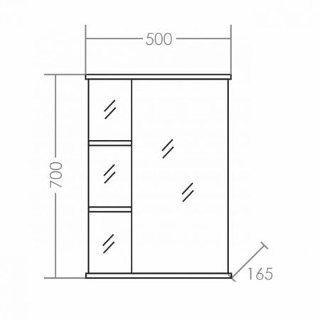 Зеркальный шкаф СаНта Ника 50 без подсветки, правый 101085