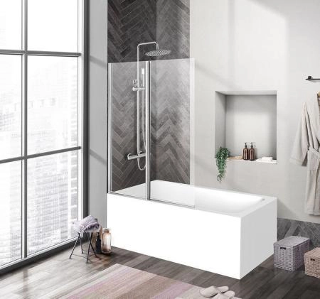 Шторка на ванну BelBagno UNO 120 прозрачное стекло 5 мм профиль хром UNO-V-2-120/150-C-Cr