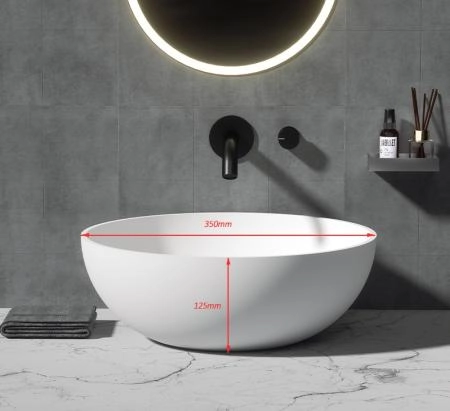 Раковина-чаша Boheme кориан круглая матовая, Slim 35см 350*350*125 879-35