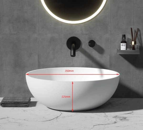 Раковина-чаша Boheme кориан круглая матовая, Slim 35см 350*350*125 879-35