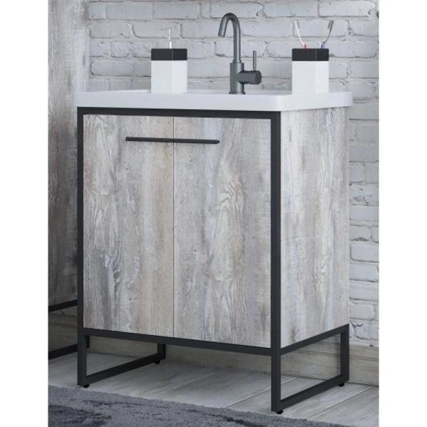 Тумба под раковину Corozo Айрон 60, черный/антик