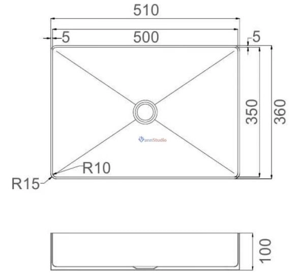 Раковина Gappo GX401-9 51x36 Oружейная сталь нерж.сталь на столешницу