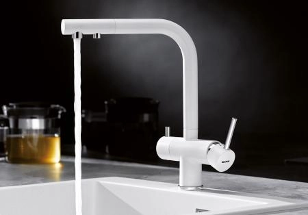 Смеситель Blanco Fontas II 525141 для кухни белый, с краном для фильтра