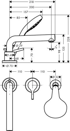 Смеситель на борт ванны Hansgrohe Talis S 72417000 на три отверстия,хром