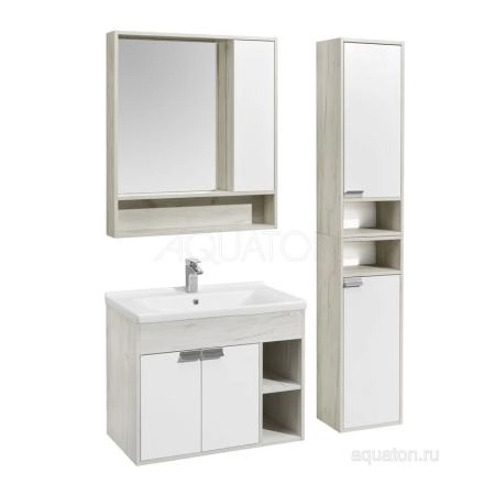 Тумба под раковину Aquaton Флай 1A237401FAX10 80 с ящиком,белый, дуб крафт
