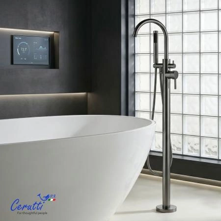 Смеситель напольный Ceruttispa TOBIA GG из нержавеющей стали, цвет графит