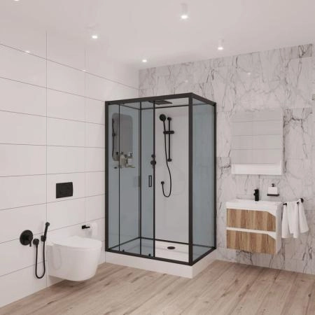 Душевая кабина Niagara Premium NG-6912-01QL BLACK (1200х800х2100) низкий поддон (16 см) стекло ТОНИРОВАННОЕ