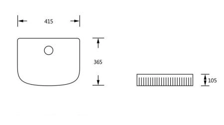 Раковина Cerutti SPA CR8011 накладная, белая, половина овала 415х365х105