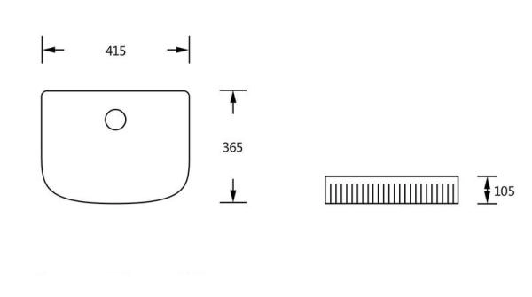 Раковина Cerutti SPA CR8011 накладная, белая, половина овала 415х365х105