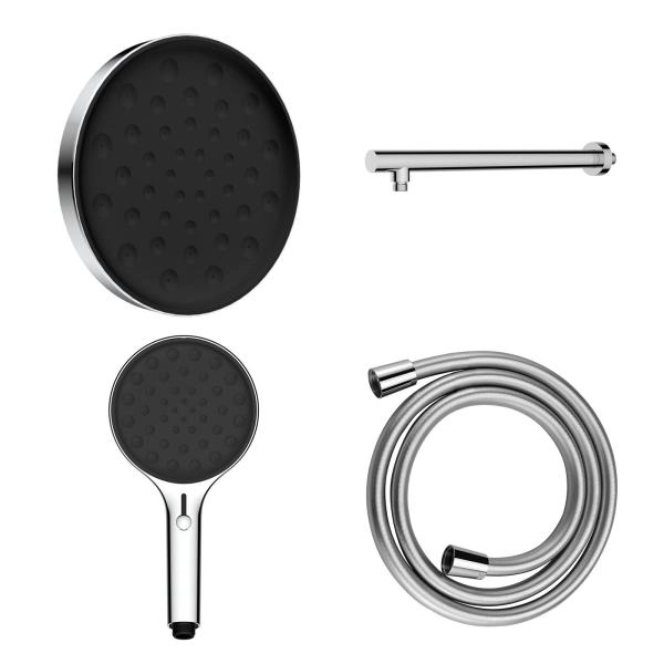 Комплект для душа Vincea Inspire VSHH-3I2AHCH, Верхний душ Vincea  с держателем, ручной душ с шлангом, хром