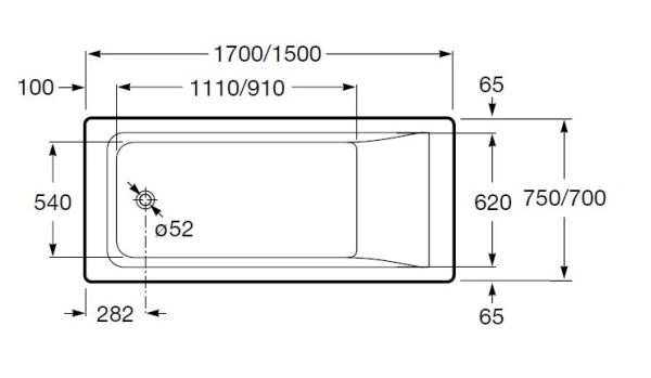 Ванна Roca Easy ZRU9302899 1700x750x450