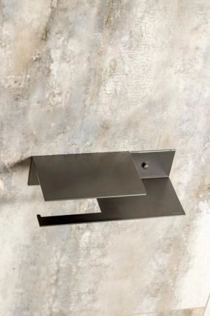 Держатель для туалетной бумаги Boheme c полкой Qubic Gun Metal 10721-2-GM