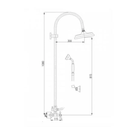 Душевая система Rav Slezak MORAVA RETRO MK181.5/3SM для душа, цвет Бронза керамический переключатель и верхним душем