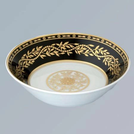 THG MARQUISE NOIR DECOR OR Блюдо керамическое ø130 мм., настольное, декор черный/золото, цвет: белый