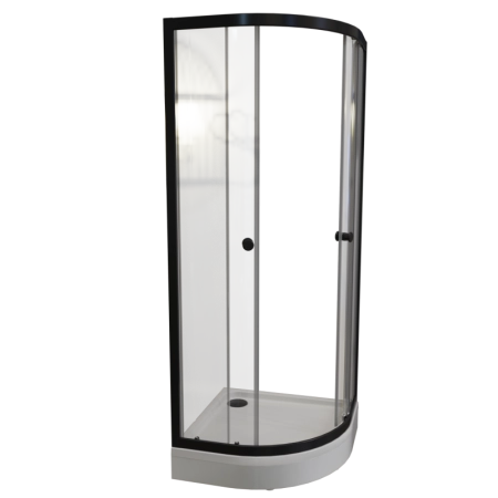 Поддон к душевому углу Берген RD 100х100 (радиальный поддон на раме-подставке с устройством слива (черный), панель)