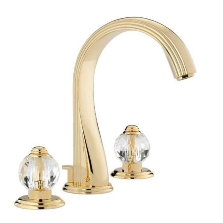 THG Mandarine Cristallia Diamant Смеситель для раковины на 3 отверстия, с донным клапаном, цвет: полированное золото