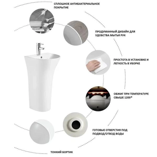 Раковина Cerutti SPA SIMONA CT7832 напольная 480x420x835