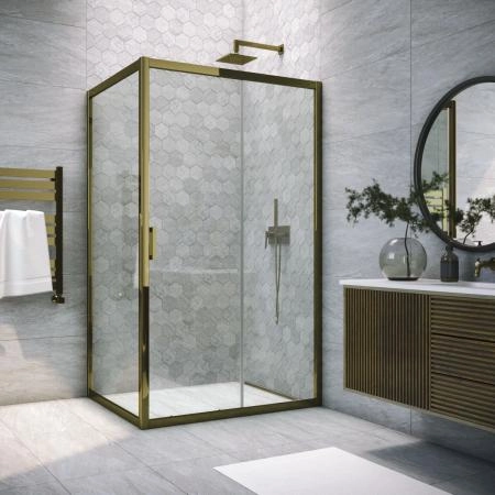 Душевой уголок Vegas-glass ZP+ZPV TUR NOVO 135*90 05 01, профиль бронза, стекло прозрачное